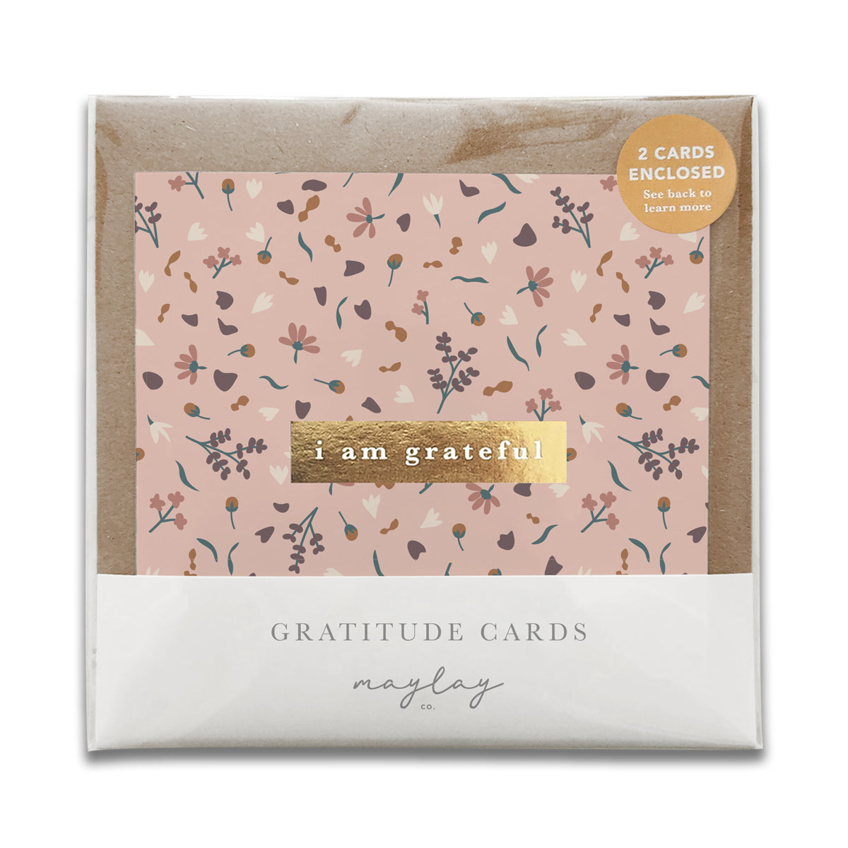 Sachet Floral "I Am Grateful" Gratitude Greeting Cards