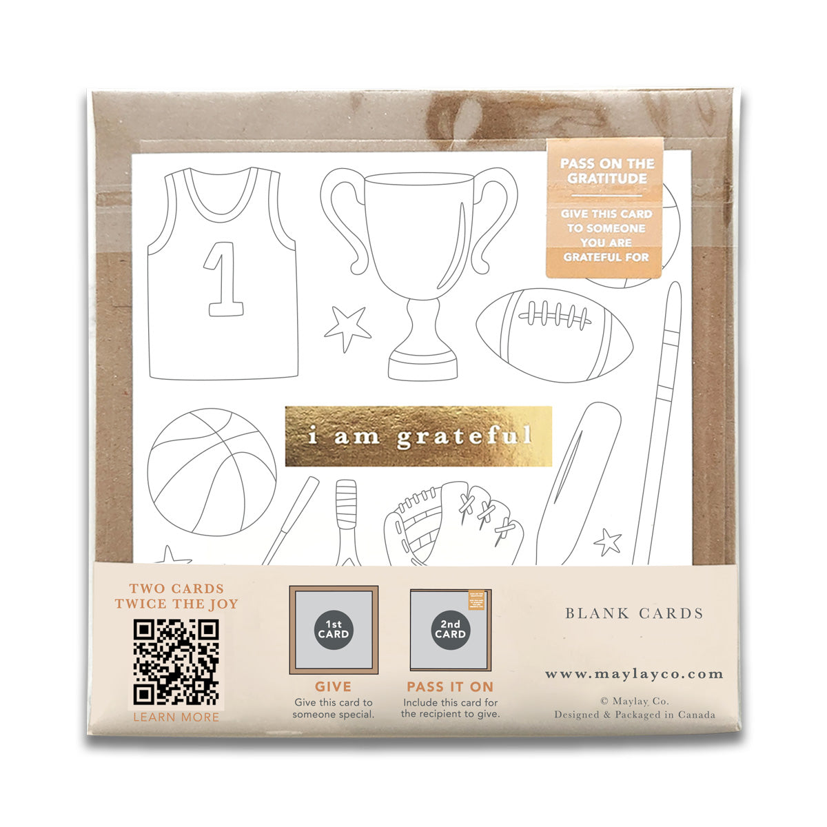 Kids Sports "I Am Grateful" Gratitude Greeting Cards