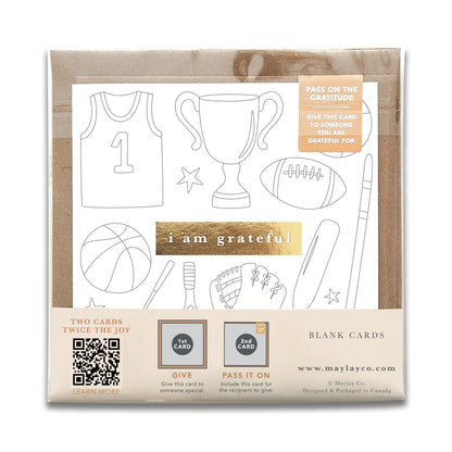 Kids Sports "I Am Grateful" Gratitude Greeting Cards