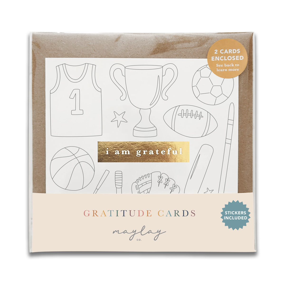 Kids Sports "I Am Grateful" Gratitude Greeting Cards