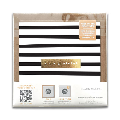 Stripes Monochrome "I Am Grateful" Gratitude Greeting Cards