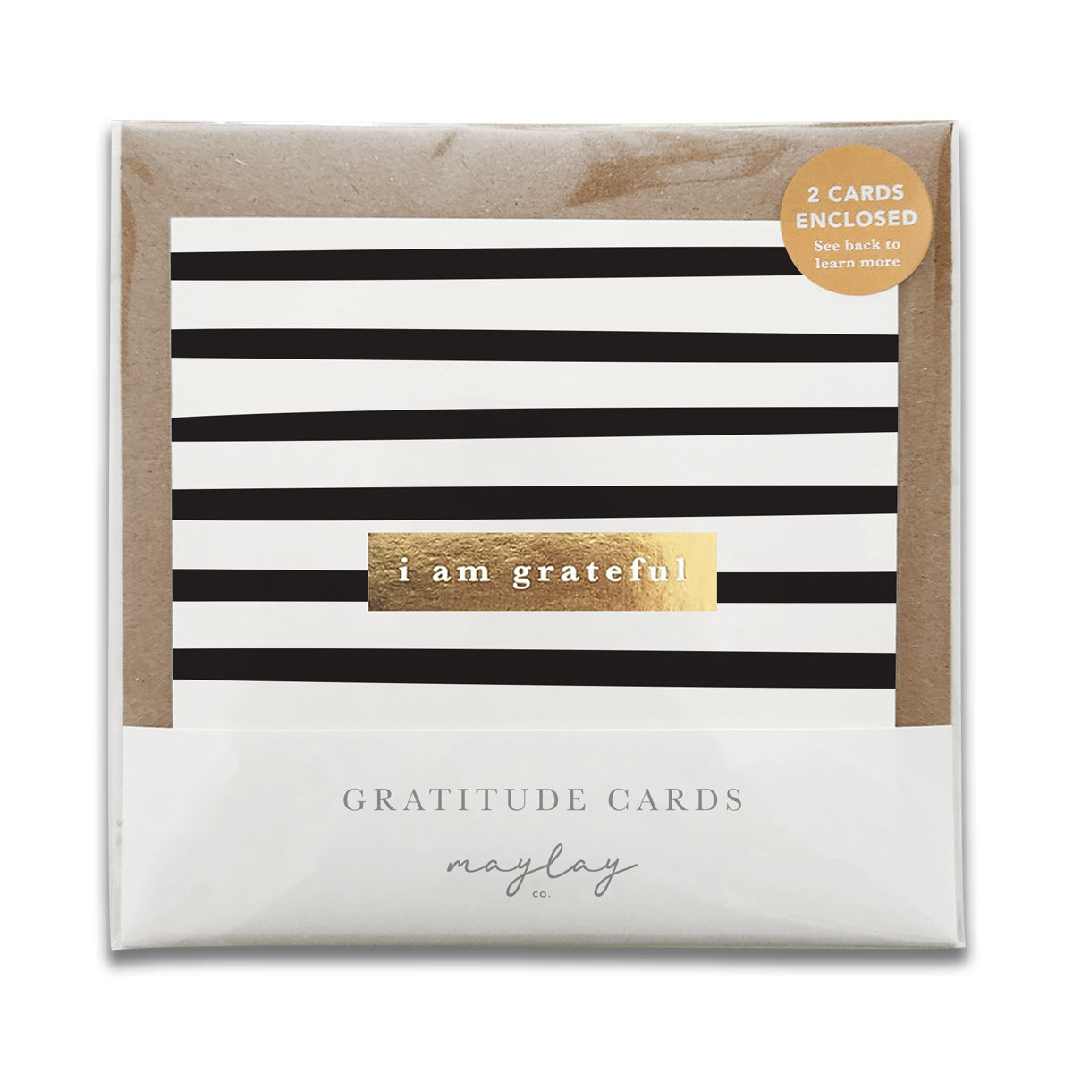 Stripes Monochrome "I Am Grateful" Gratitude Greeting Cards