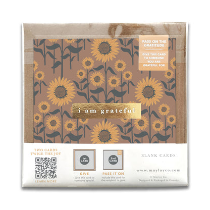 Sunflowers "I Am Grateful" Gratitude Greeting Cards