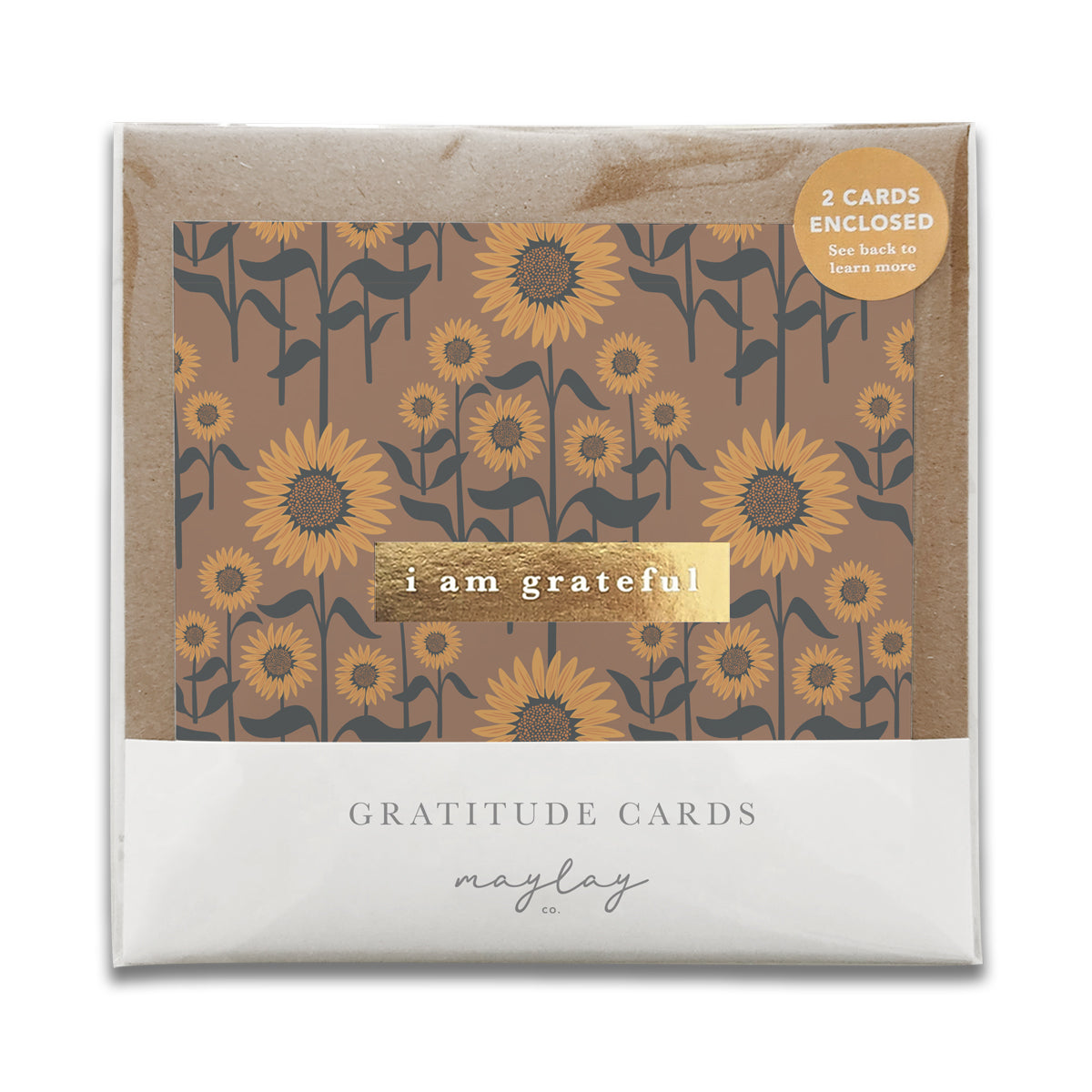Sunflowers "I Am Grateful" Gratitude Greeting Cards