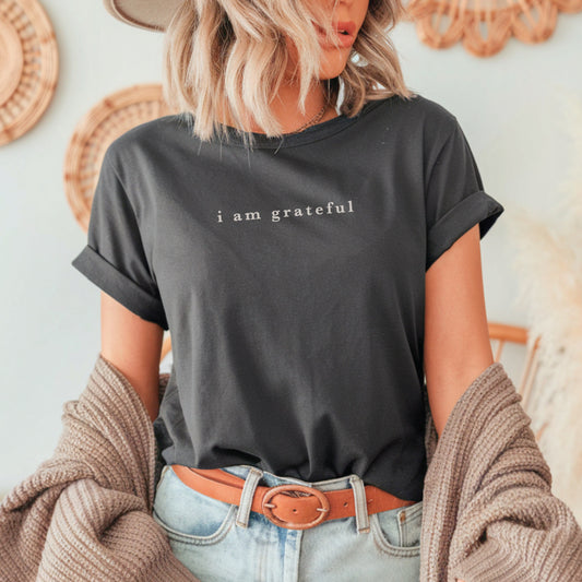 I Am Grateful Unisex Tee Asphalt (PRE-ORDER)