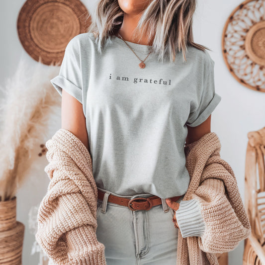 I Am Grateful Unisex Tee Athletic Heather (PRE-ORDER)