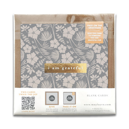 Vintage Meadow Floral "I Am Grateful" Gratitude Greeting Cards