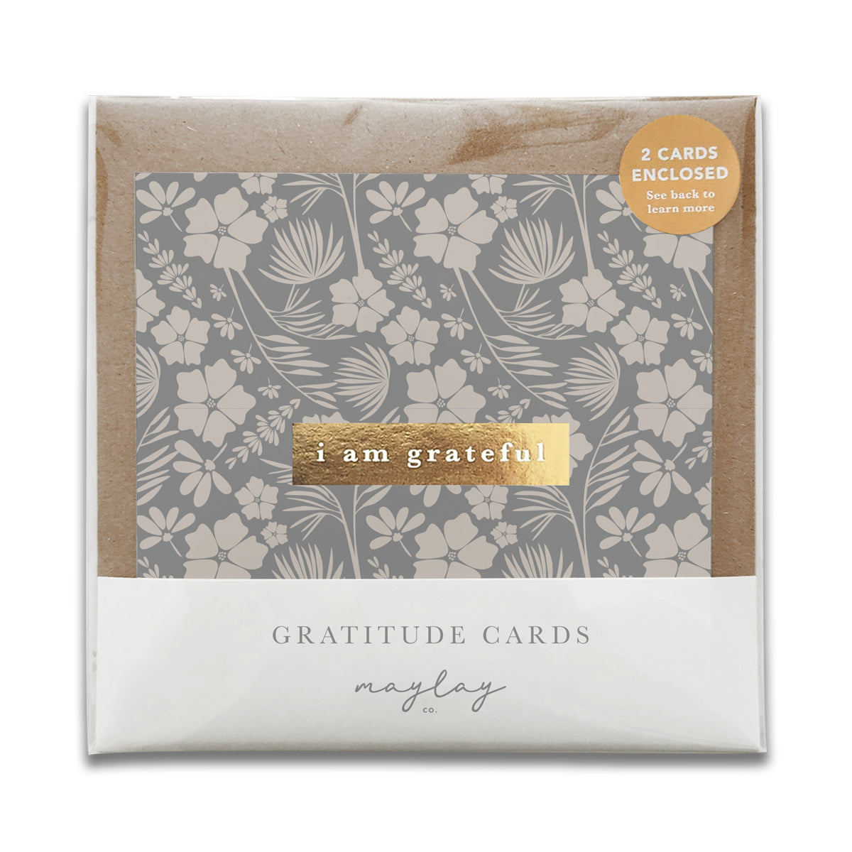 Vintage Meadow Floral "I Am Grateful" Gratitude Greeting Cards
