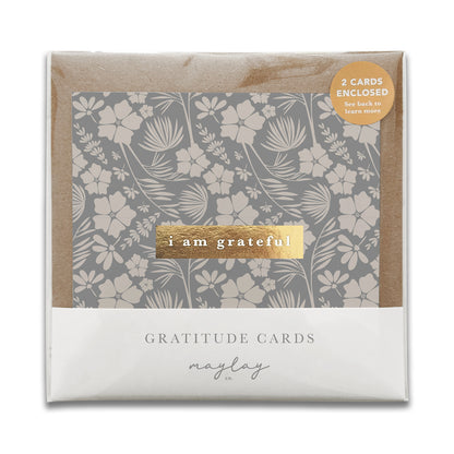 Vintage Meadow Floral "I Am Grateful" Gratitude Greeting Cards