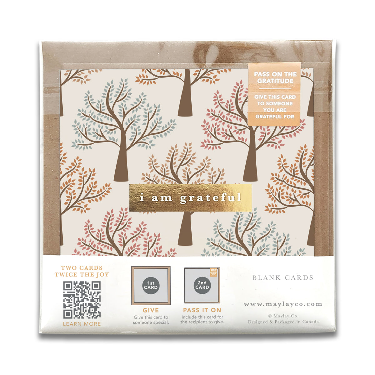 Walk in the Park Trees "I Am Grateful" Gratitude Greeting Cards