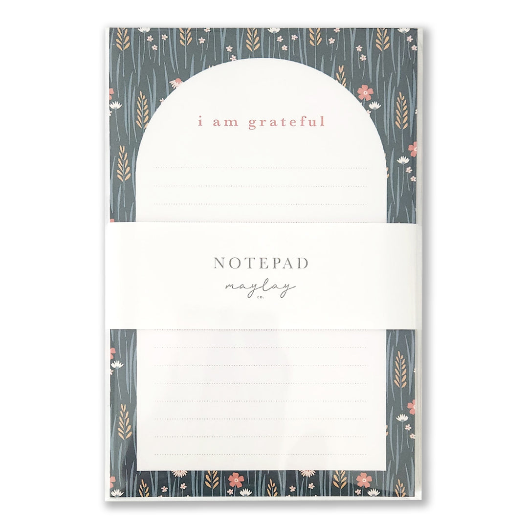 Wildflowers Floral I am Grateful Notepad