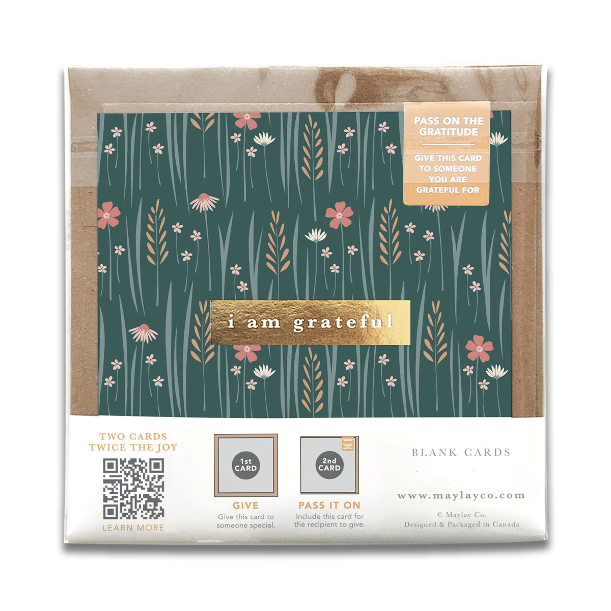Wildflowers Floral "I Am Grateful" Gratitude Greeting Cards