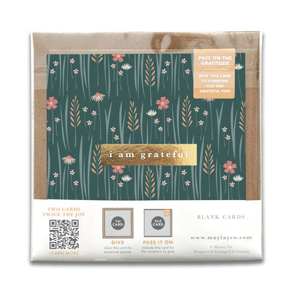 Wildflowers Floral "I Am Grateful" Gratitude Greeting Cards