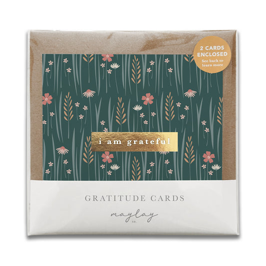 Wildflowers Floral "I Am Grateful" Gratitude Greeting Cards