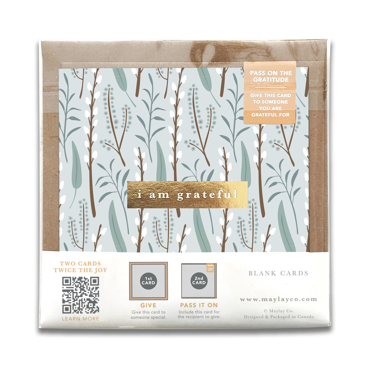Winter Flora Floral "I Am Grateful" Gratitude Greeting Cards