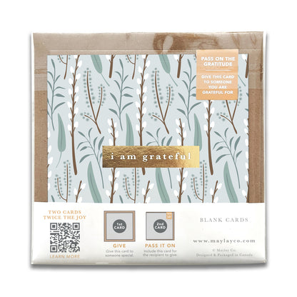 Winter Flora Floral "I Am Grateful" Gratitude Greeting Cards