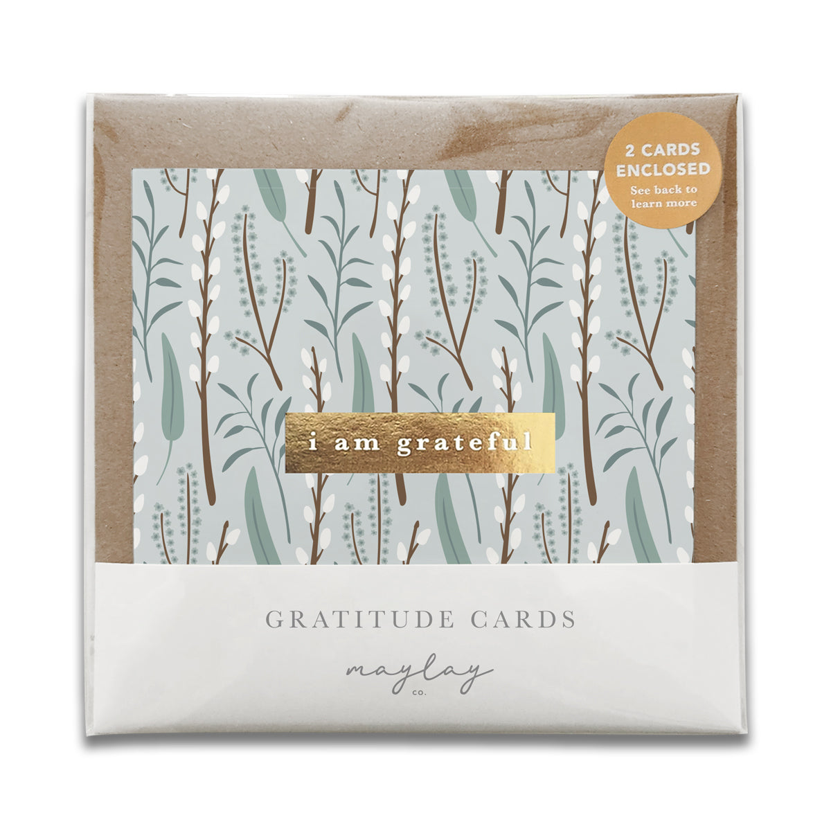 Winter Flora Floral "I Am Grateful" Gratitude Greeting Cards