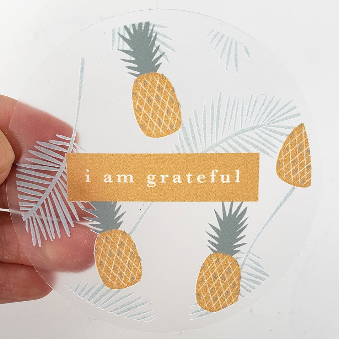 Golden 3" Clear Gratitude Sticker - Maylay Co.